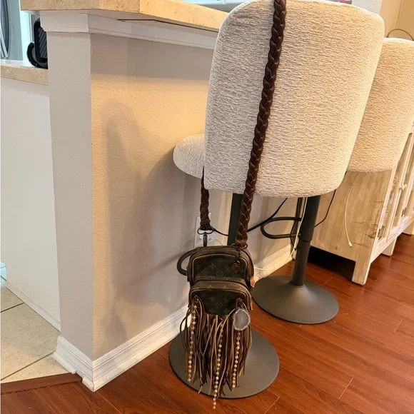 (VintageBoho Bag)Louis Vuitton Monogram Fringe Crossbody with Bead & Stone Charm - Picture 11 of 12